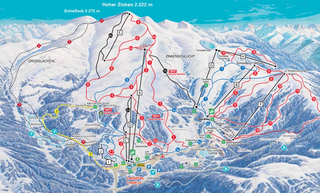 Lachtal, ski mapa areálu